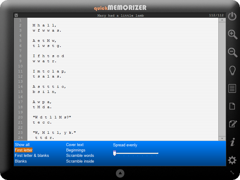 Text Memorizer screenshot